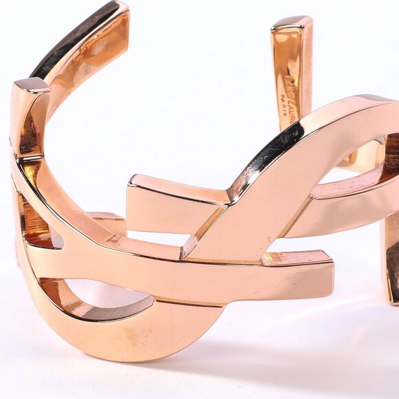 Saint Laurent Rose Gold Signature YSL Monogram Cuff Bracelet - Picture 3 of 6